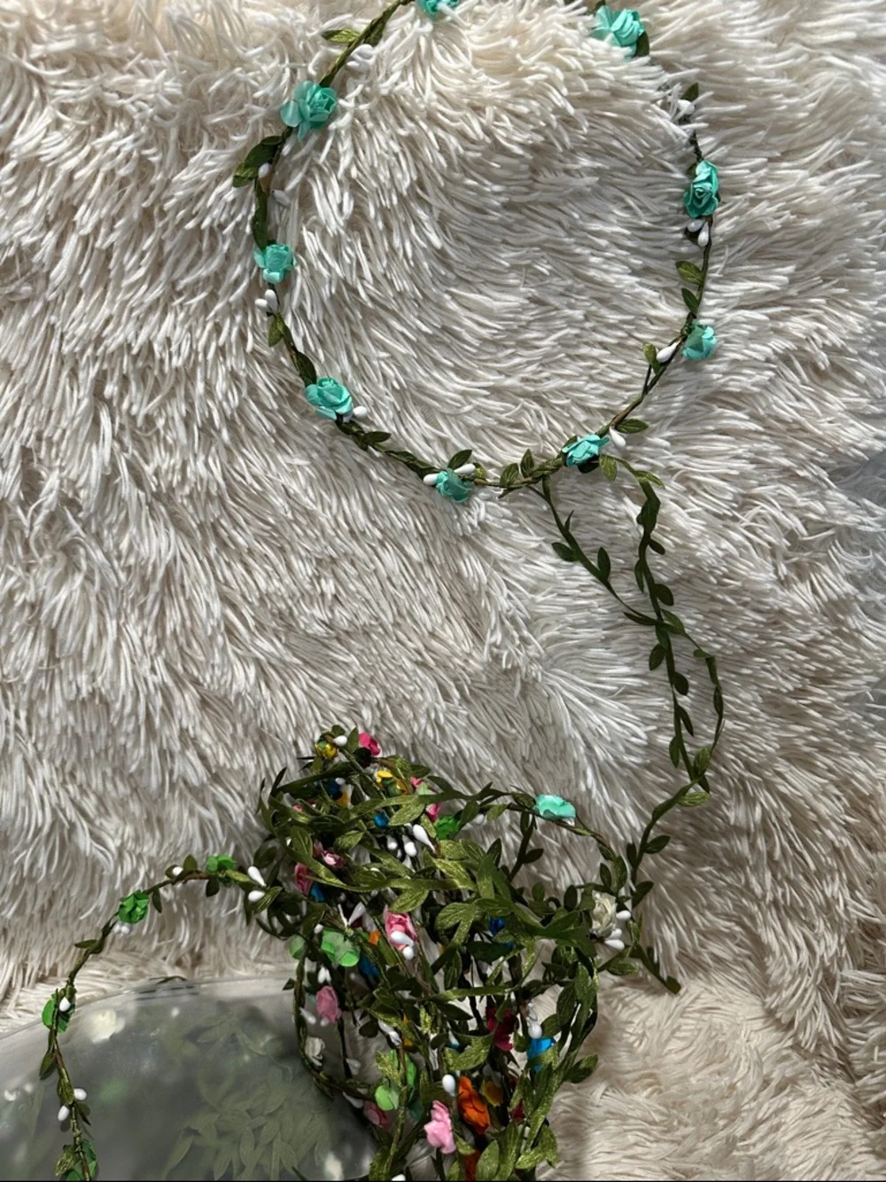 Handmade Floral Vine Garland - Multicolor Small Roses-20 total